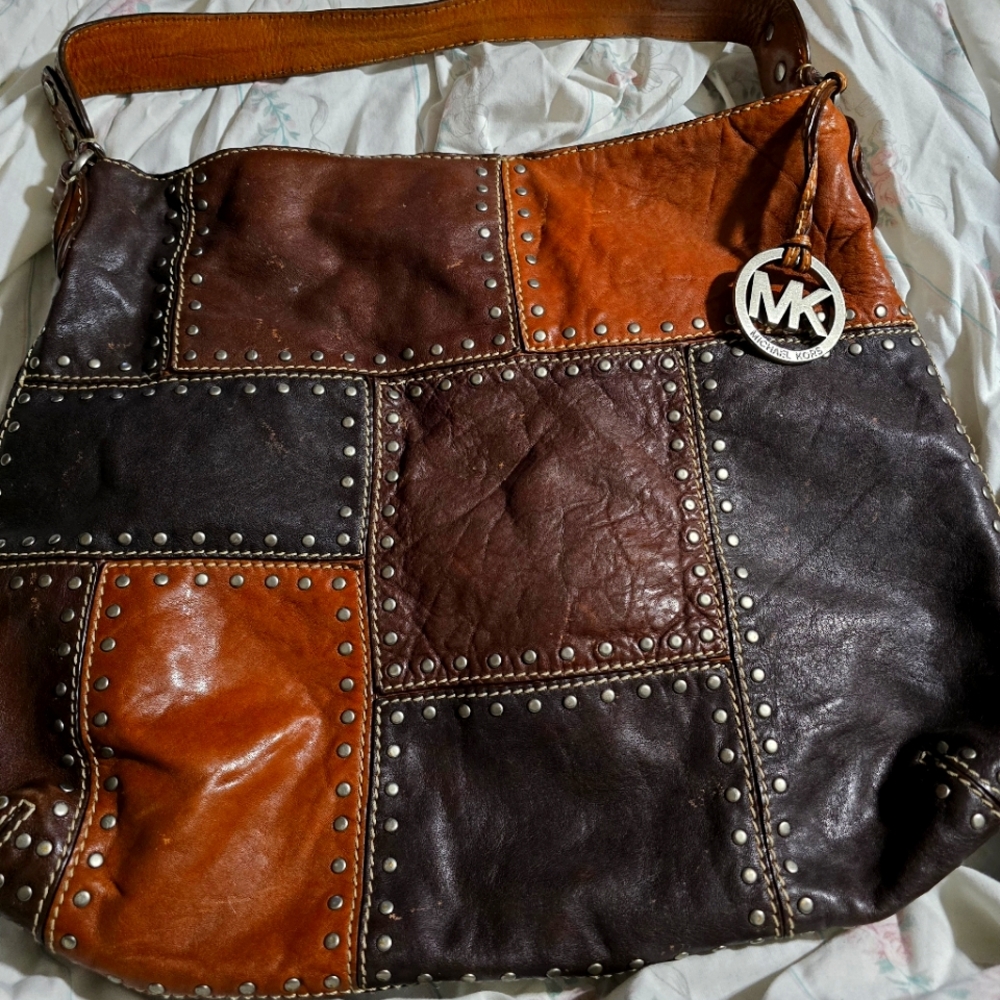 Michael Kors Brown and Tan Patchwork Bag